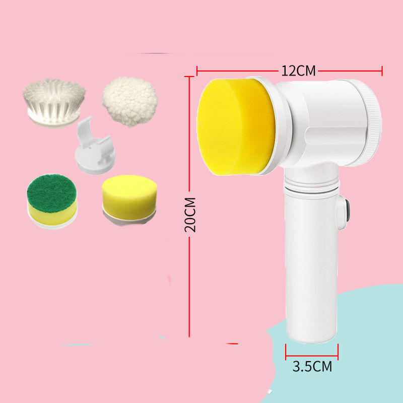 Shopi Vella rechargeable dishwashing brush with five interchangeable cleaning heads and compact design
