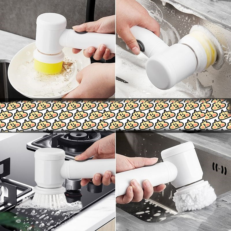 Shopi Vella rechargeable dishwashing brush cleaning dishes stove and sink with multiple brush heads