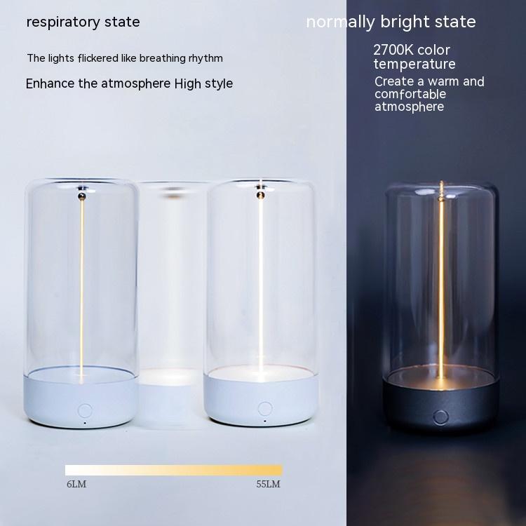Shopi Vella rechargeable LED camping light with glass cover showing respiratory and bright light modes