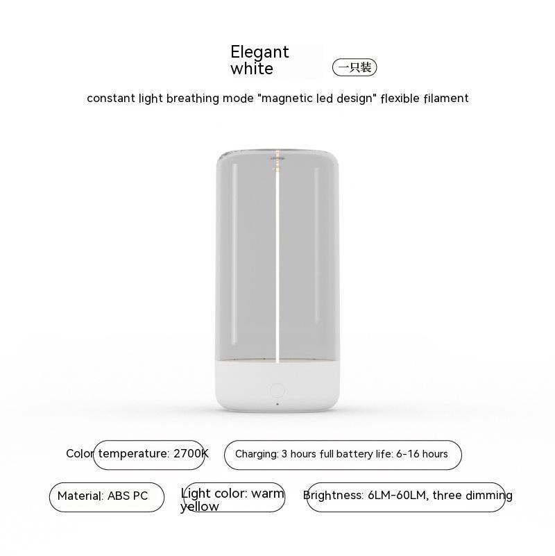 Shopi Vella elegant white rechargeable LED camping light with warm yellow color and three dimming levels
