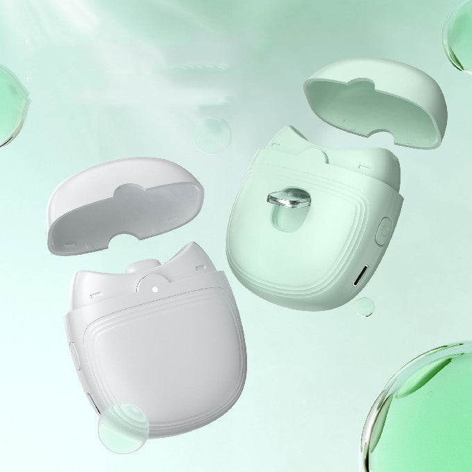 Shopi Vella rechargeable nail clippers for adults in white and green with protective covers