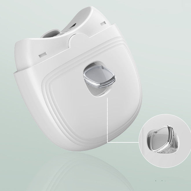 Shopi Vella rechargeable nail clippers for adults in white with ergonomic design and close-up of clipper blade