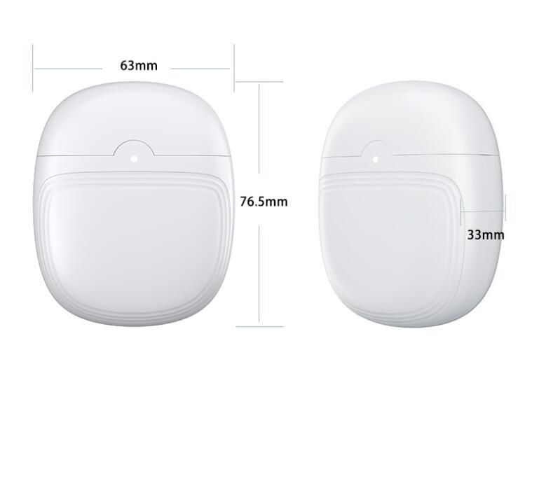 White rechargeable nail clippers for adults with compact dimensions shown from front and side