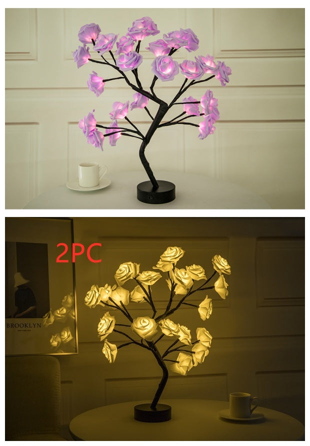Shopi Vella rose flower LED night lamp with pink and warm light options for home storage decoration