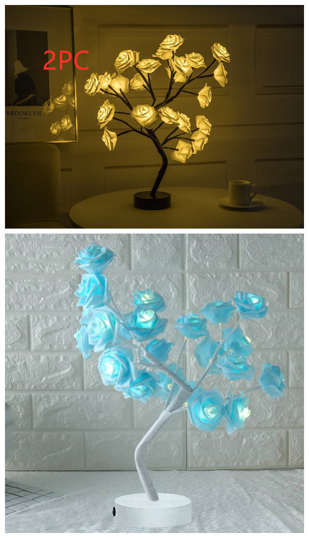 Shopi Vella rose flower LED night lamp in warm yellow and cool blue light for home storage decoration