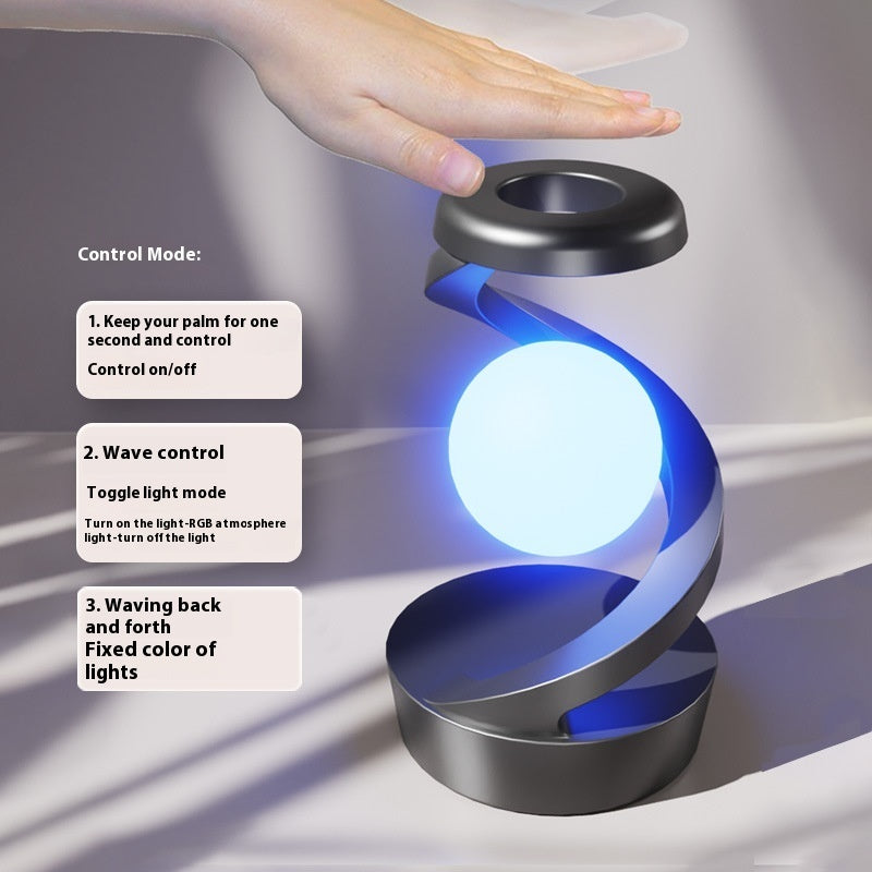 Shopi Vella rotating moon desk lamp with wireless charging and touch control mode in black