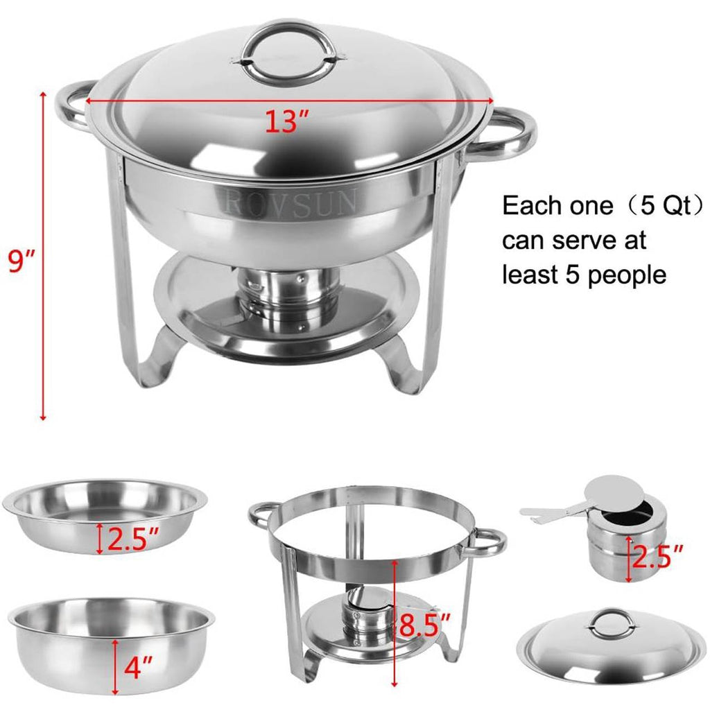 Shopi Vella round buffet catering dish set stainless steel chafing dish with lid and fuel holder