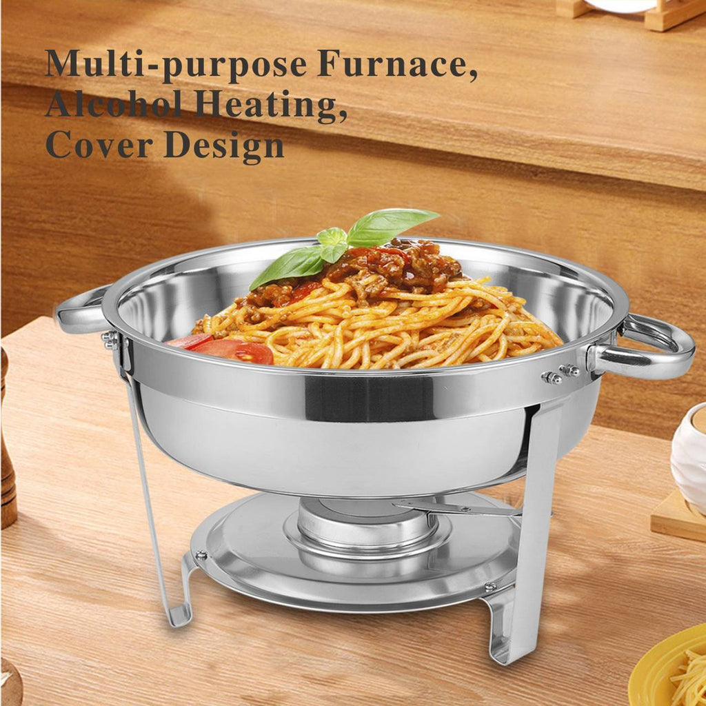 Shopi Vella round buffet catering dish set stainless steel multi-purpose furnace with alcohol heating and cover design holding spaghetti