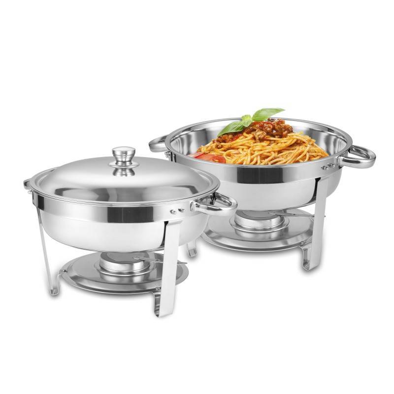 Shopi Vella round buffet catering dish set with stainless steel chafing dishes including lid and stand