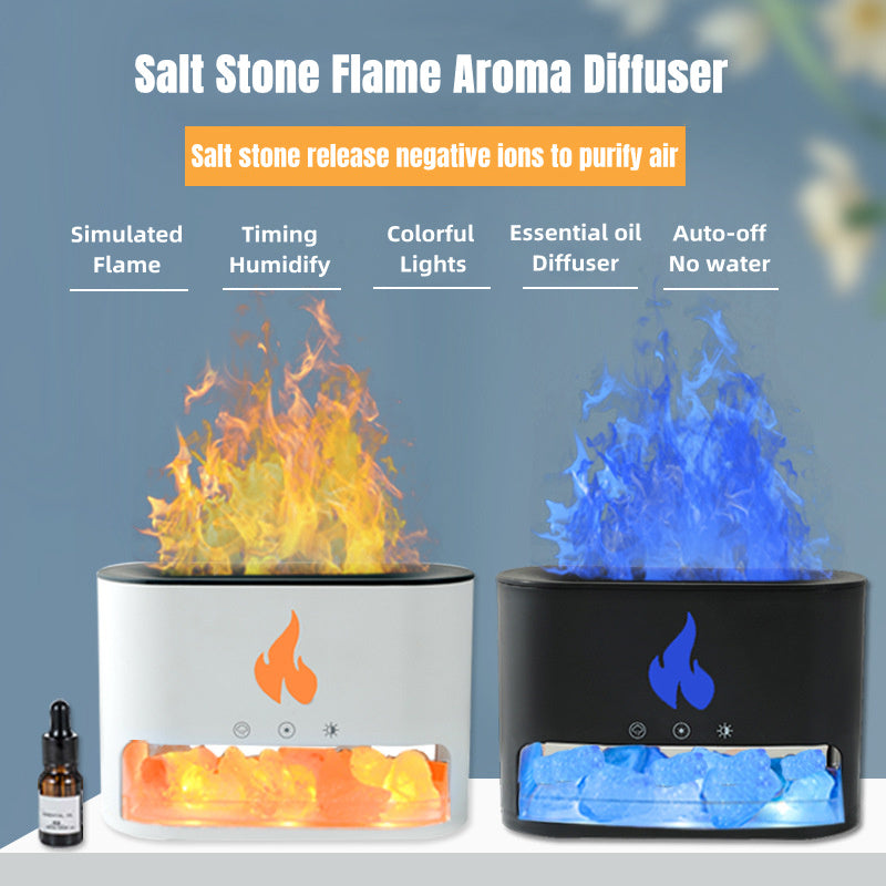 Shopi Vella colorful atmosphere lamp humidifier salt stone flame aroma diffuser with simulated flame and essential oil function