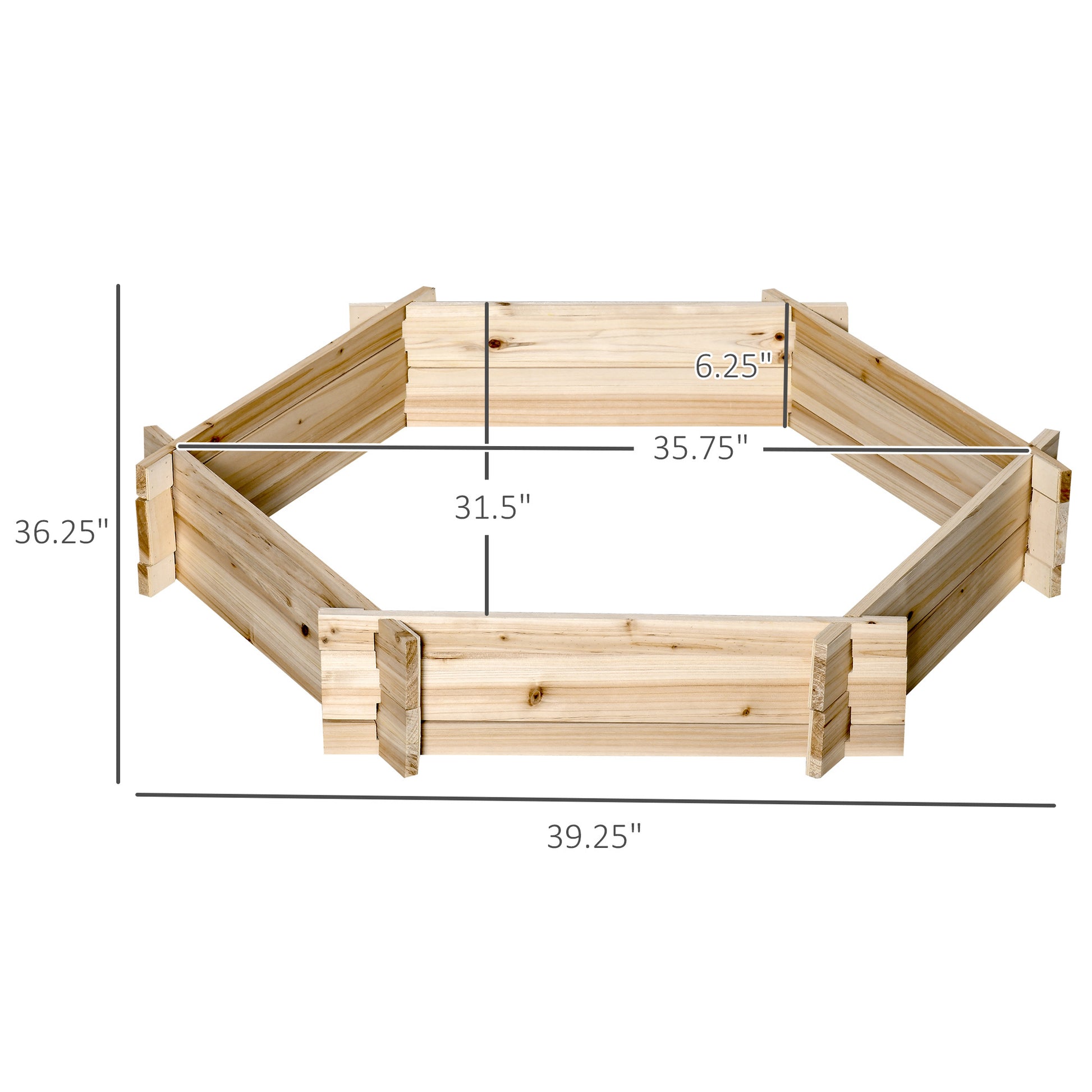 Shopi Vella wooden screwless raised garden bed with dimensions for easy assembly and storage