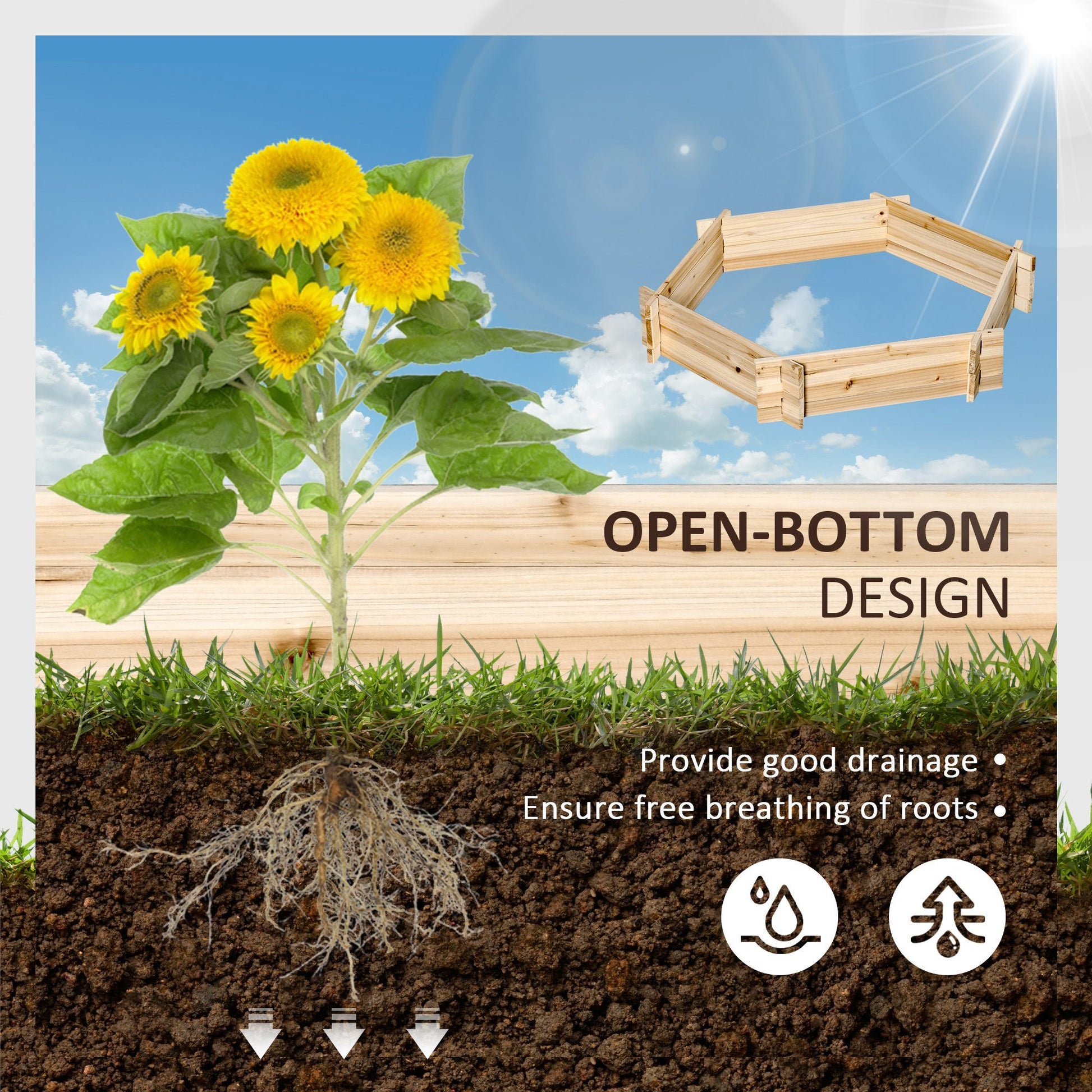 Shopi Vella screwless raised garden bed with open-bottom design for good drainage and root breathing