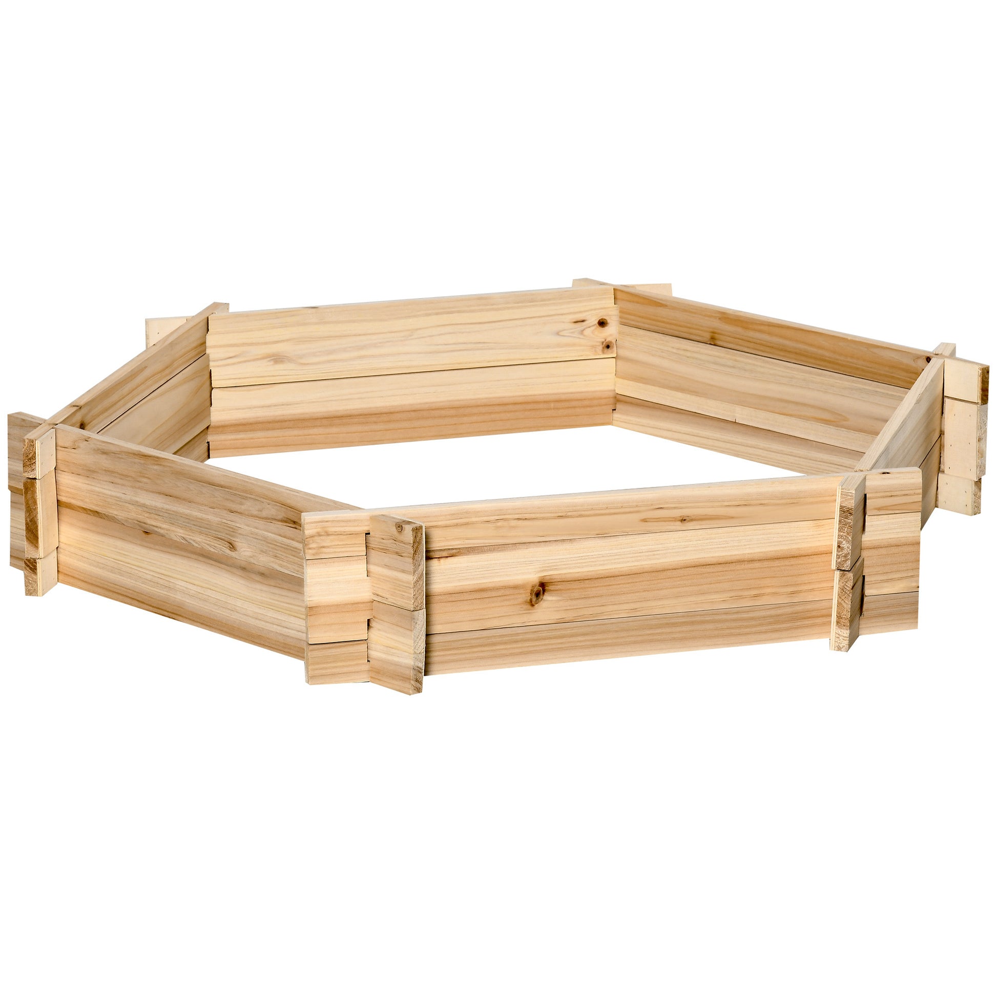 Shopi Vella screwless raised garden bed made of natural wood in hexagonal shape for easy assembly