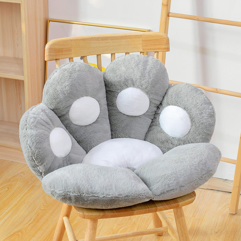 Shopi Vella semi surrounded cushion office chair in gray plush fabric on wooden chair for home storage comfort
