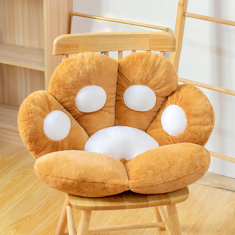 Shopi Vella semi surrounded cushion office chair in plush brown and white paw shape for comfort