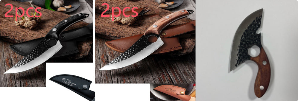 Shopi Vella stainless steel chef knife set with textured blades and ergonomic handles for kitchen storage
