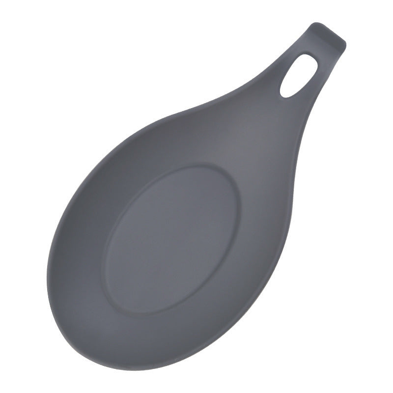 Gray silicone spoon rest for kitchen with handle and non-slip surface for My Store