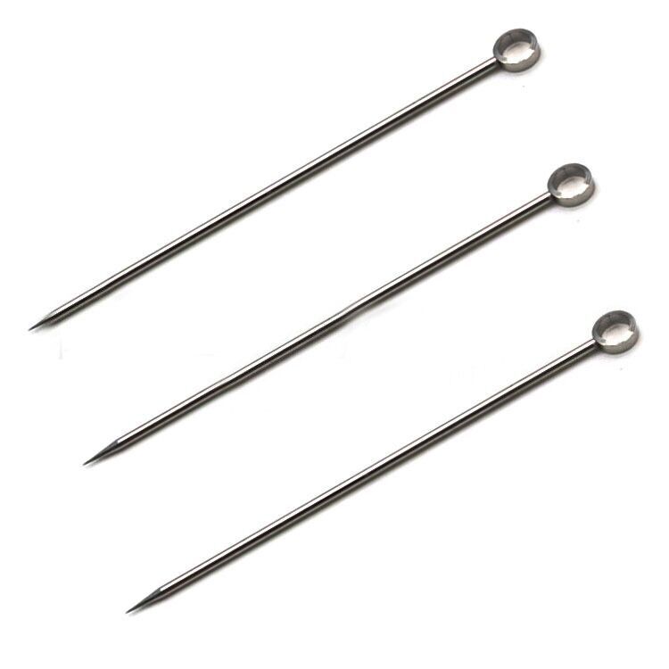 Shopi Vella stainless steel fancy cocktail picks for parties with looped tops for garnishing drinks