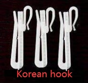 Set of Korean hooks for simple blackout curtains by Shopi Vella in white plastic
