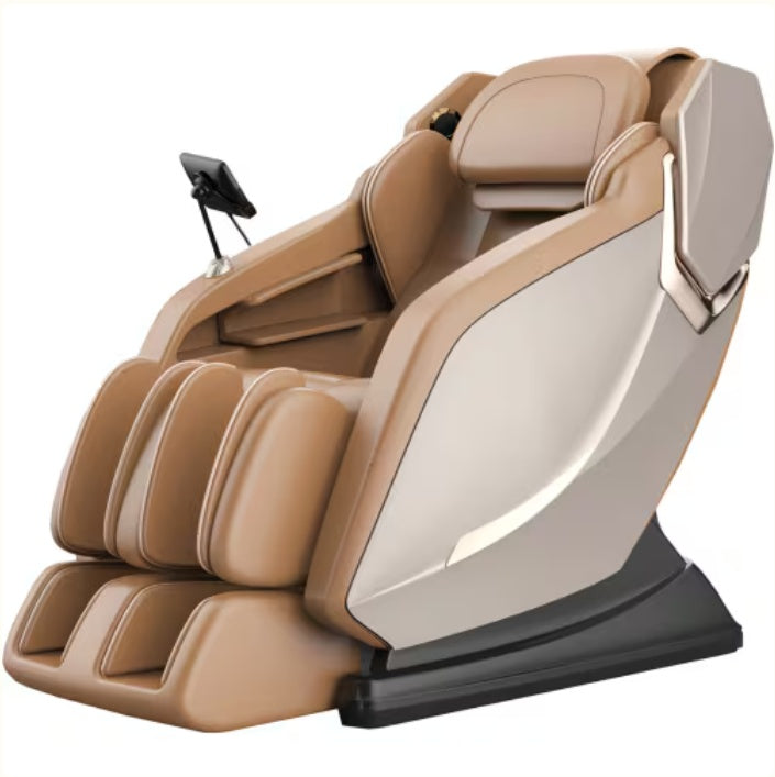 Shopi Vella SL-track massage chair with voice control in beige and white color with touchscreen panel