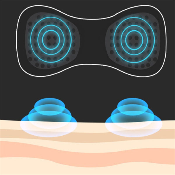 Smart cervical spine massager showing vibration and massage nodes targeting neck muscles