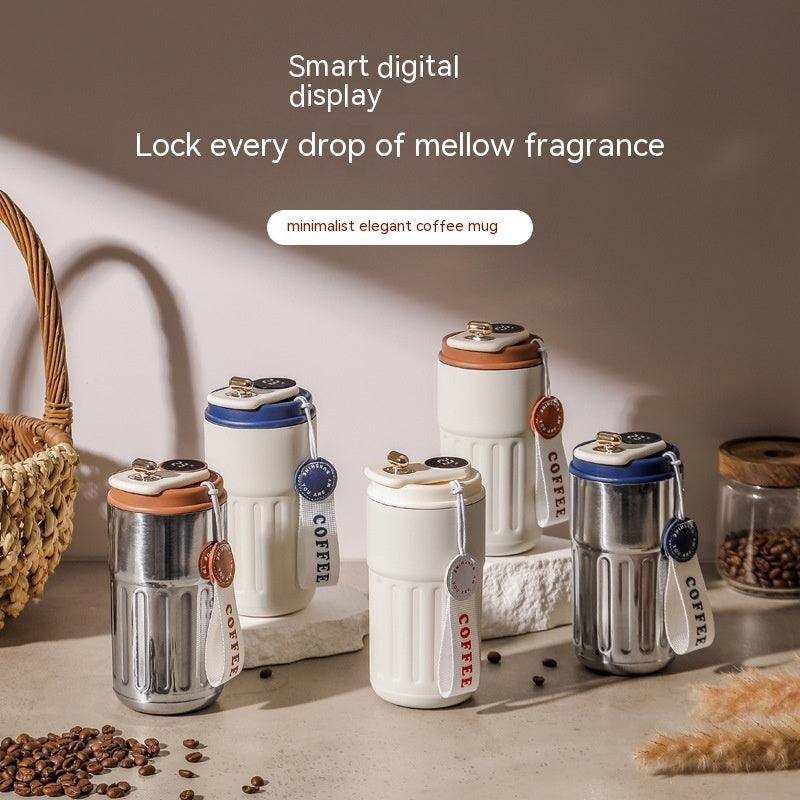 Shopi Vella smart thermal coffee mug collection with digital display and elegant design in various colors