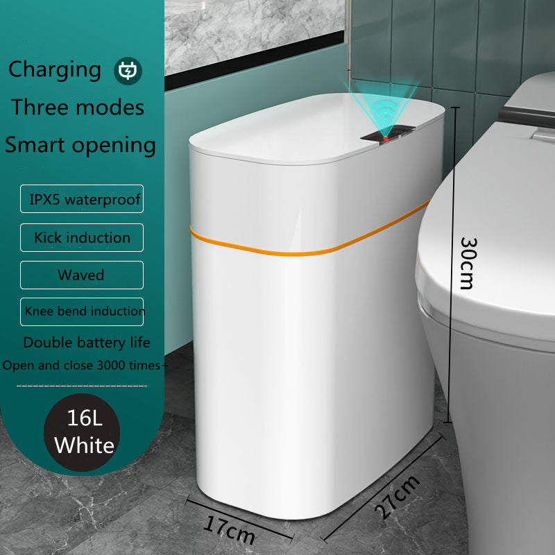 Shopi Vella smart trash can with lid in white 16L waterproof with motion sensor and multiple opening modes