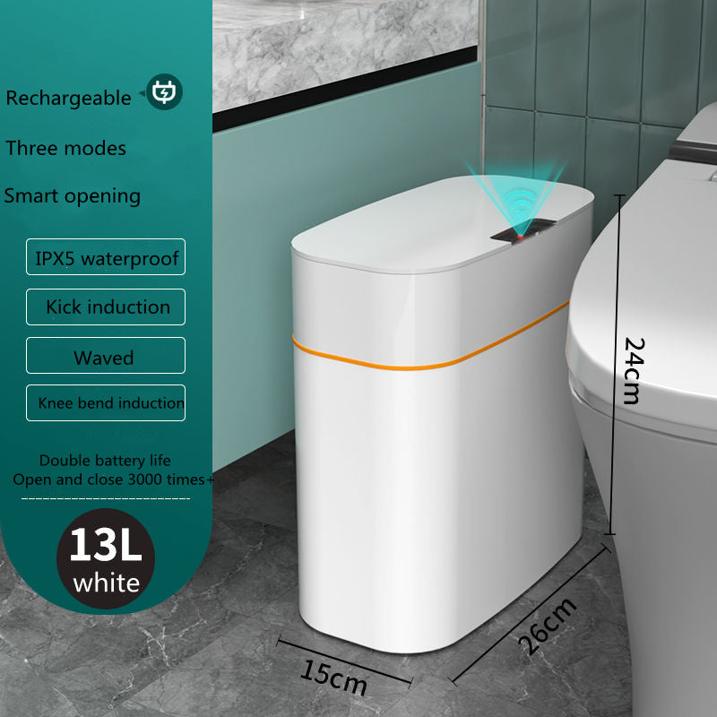 Shopi Vella smart trash can with lid 13L white rechargeable waterproof bathroom storage