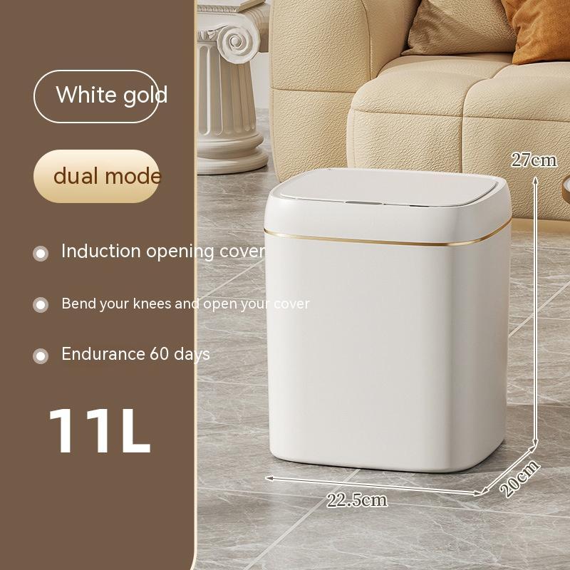 Shopi Vella smart trash can with lid white gold 11L bathroom storage with induction opening cover
