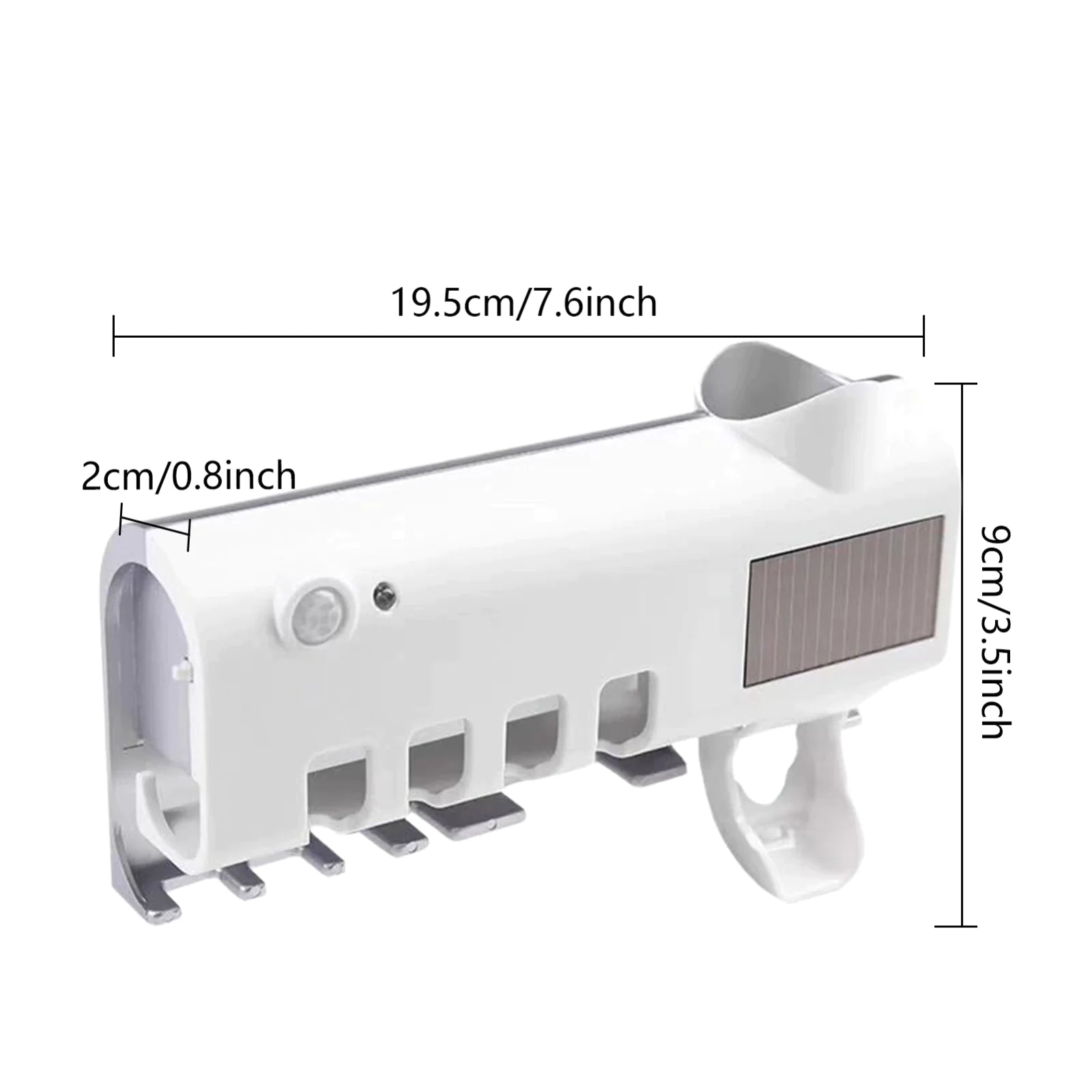 White smart UV toothbrush sterilizer with slots for multiple brushes and compact design