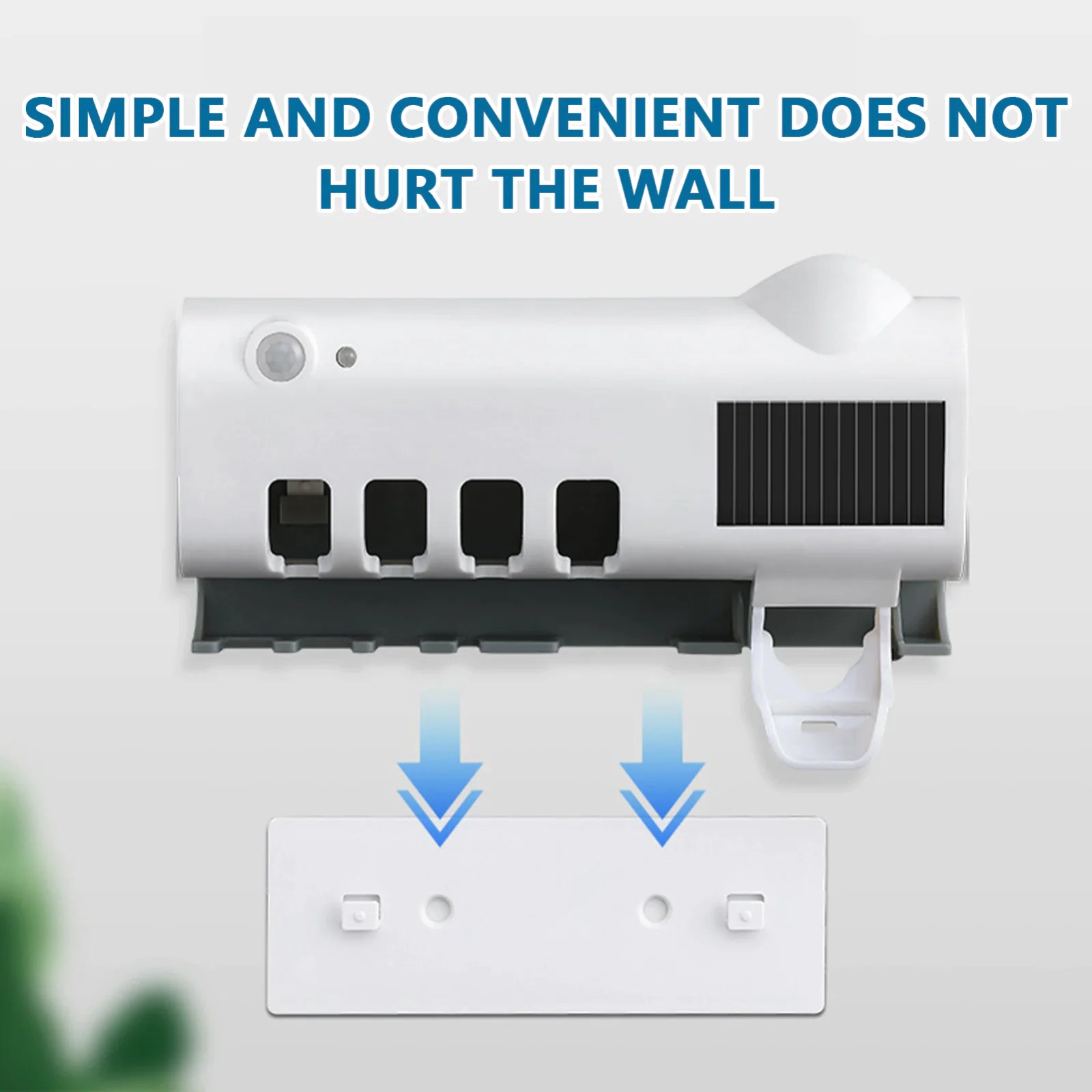 White smart UV toothbrush sterilizer wall mount showing simple and convenient installation without damaging the wall