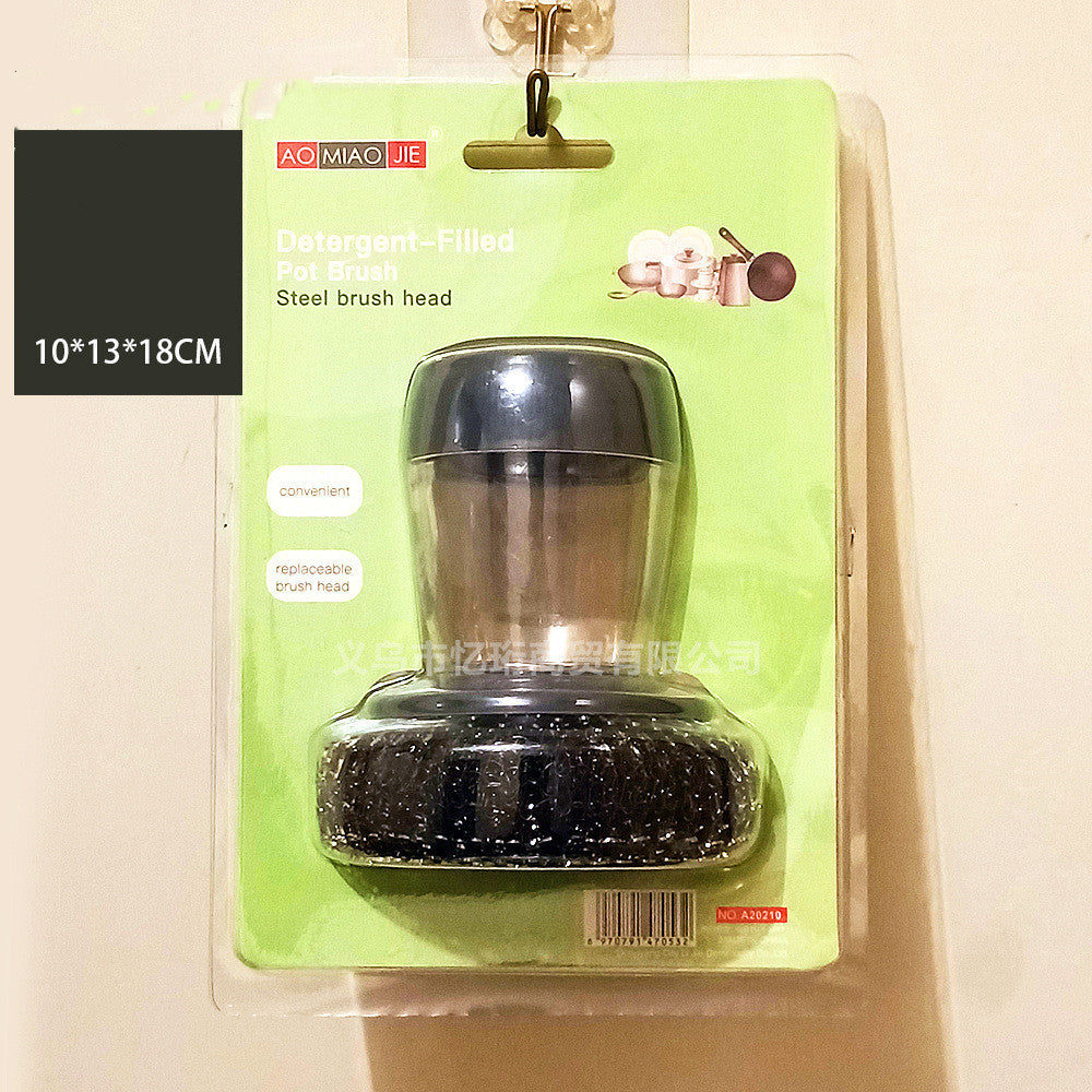 Shopi Vella soap dispensing kitchen brush with steel brush head for convenient cleaning