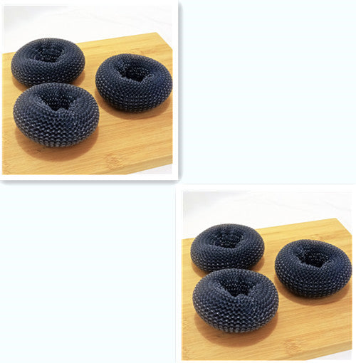 Shopi Vella black soap dispensing kitchen brush scrubbers on wooden board for kitchen storage