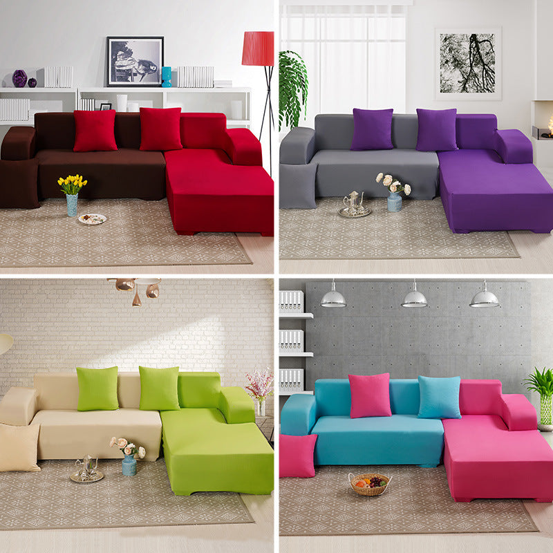 Colorful sofa protector cover for pets by Shopi Vella with matching cushion covers in red, purple, green, and blue