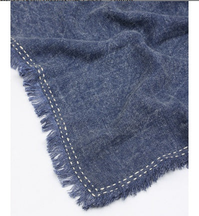 Shopi Vella blue cushion cover with fringed edges ideal for soft living room blanket for adults