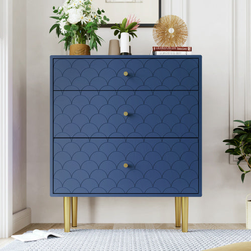 Shopi Vella solid wood bedside tables in blue with gold legs and decorative top accessories