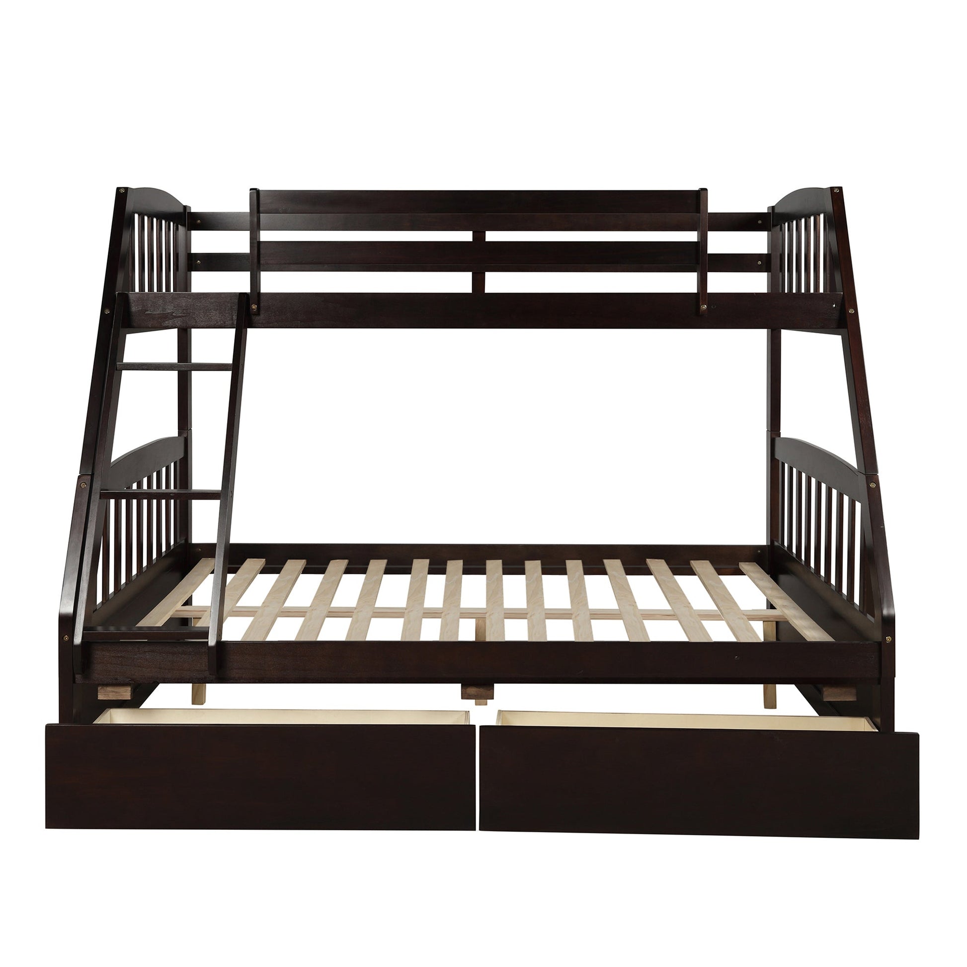 Vtng Furniture solid wood bunk bed with storage drawers in dark brown finish