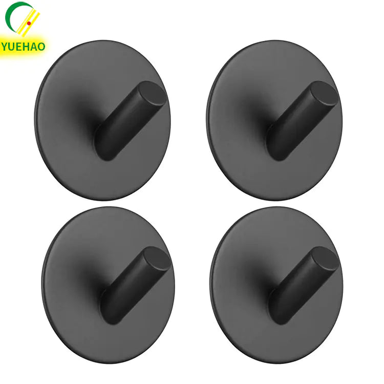 Set of four black square coat hook for home organization with modern minimalist design