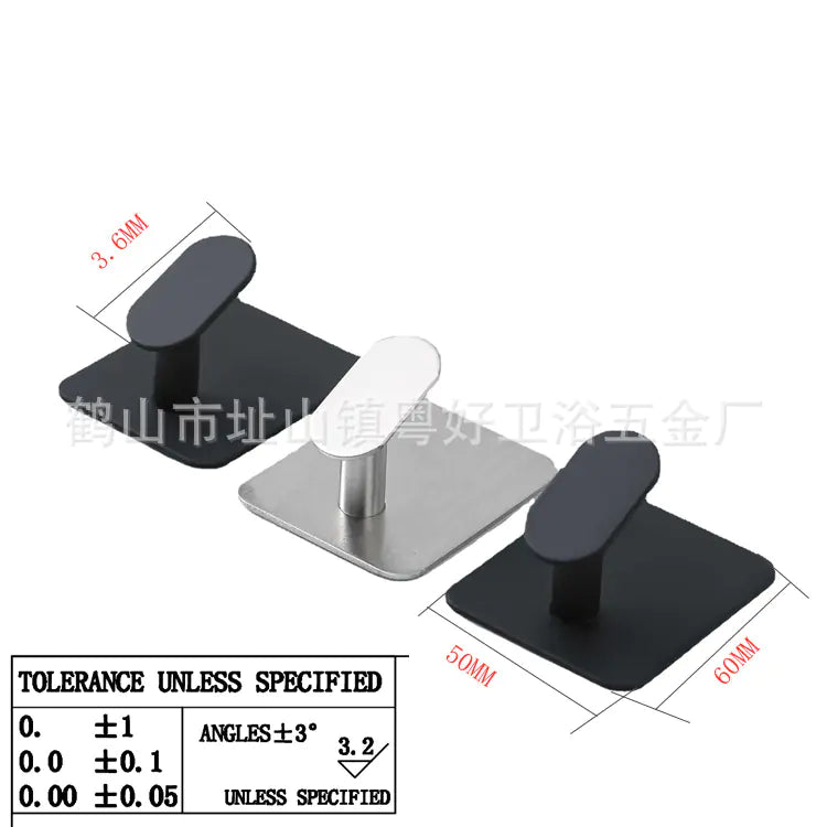 Set of square coat hook for home organization in black and silver metal with mounting base