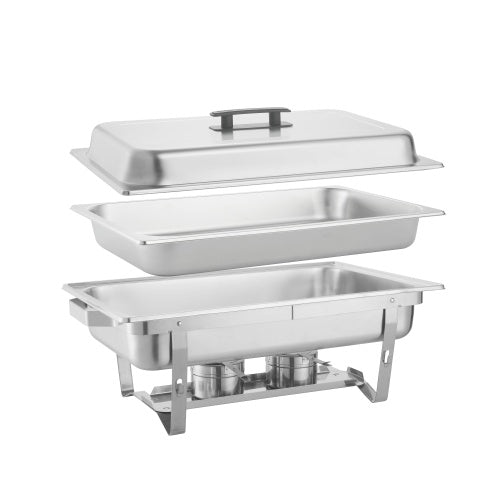 Shopi Vella stainless steel food warmers for home with lid and fuel holders for cooking