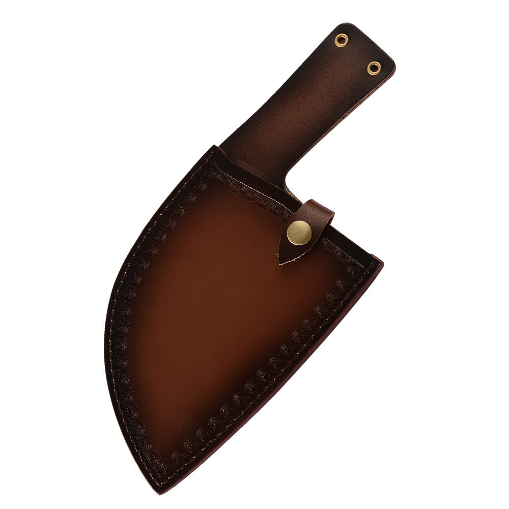 Shopi Vella leather sheath for stainless steel meat cleaver with button strap closure