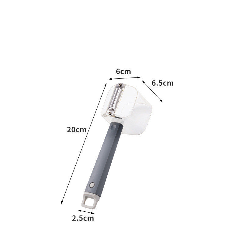 Shopi Vella stainless steel vegetable peeler with black handle and ergonomic design