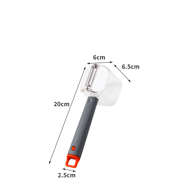 Shopi Vella stainless steel vegetable peeler with ergonomic handle and clear protective cover