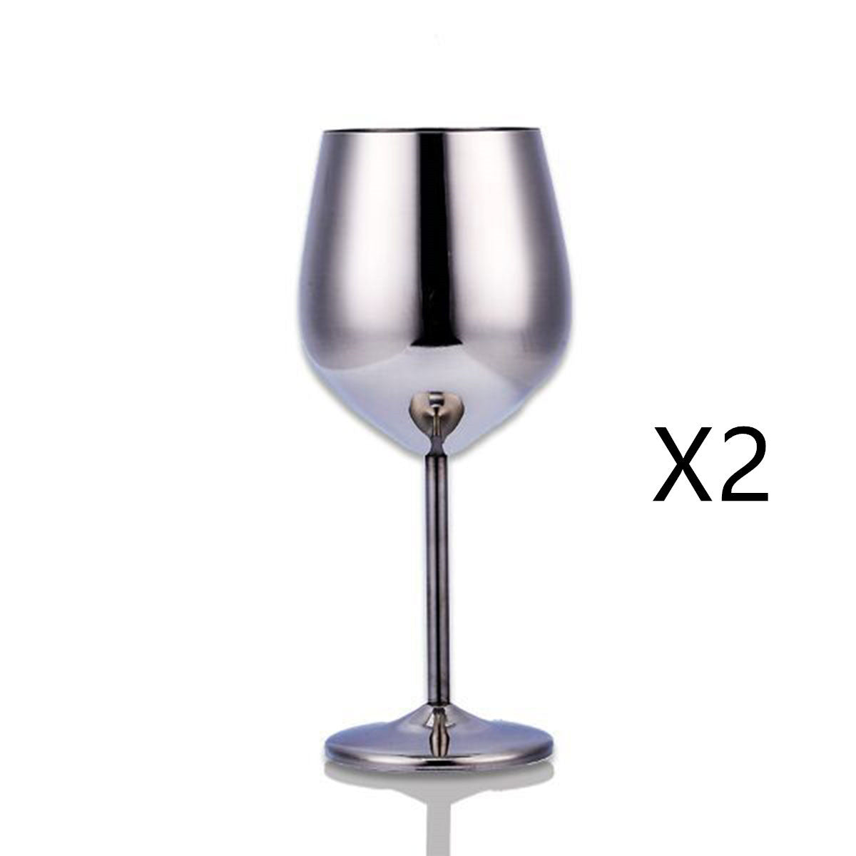 Set of two stainless steel wine glass with sleek modern design and polished finish
