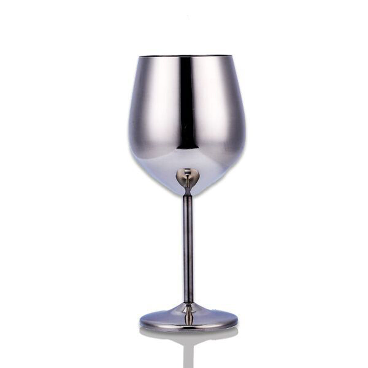 Shopi Vella stainless steel wine glass with sleek modern design and reflective finish