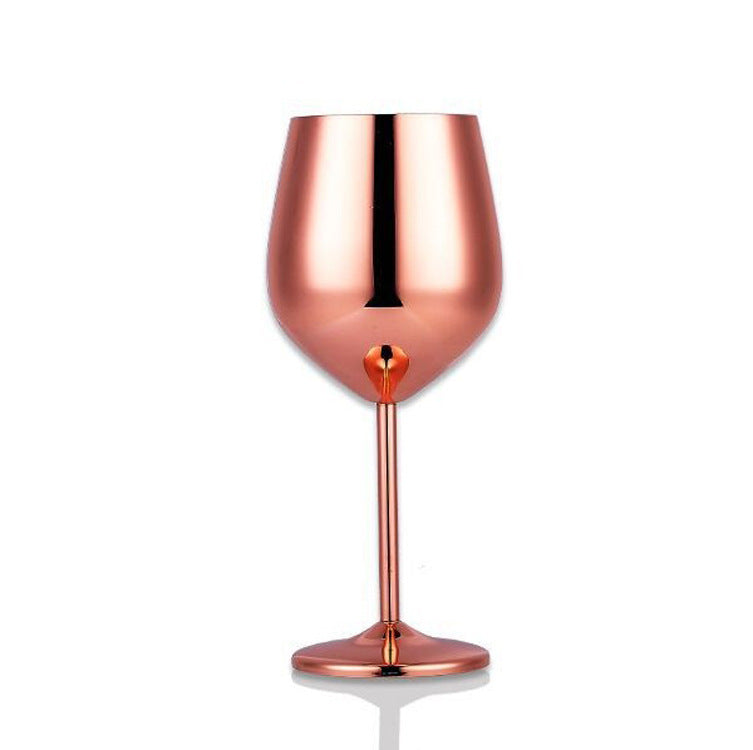 Shopi Vella rose gold stainless steel wine glass with modern sleek design and reflective surface