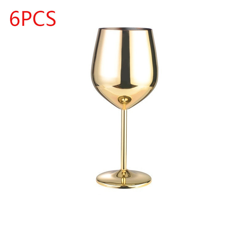 Shopi Vella gold stainless steel wine glass with elegant stem set of six durable drinkware