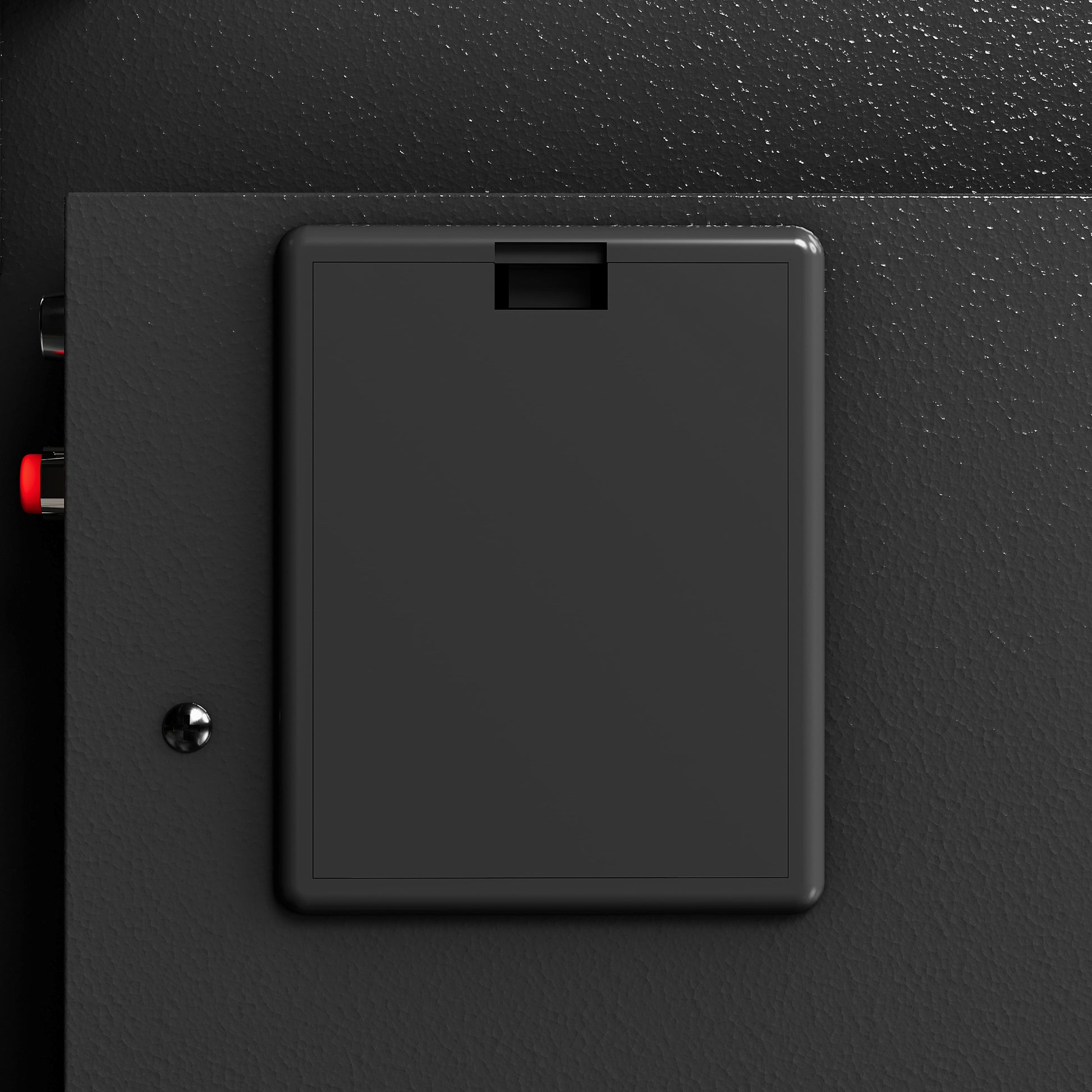Shopi Vella steel security safe box with a sturdy black metal exterior and secure locking mechanism