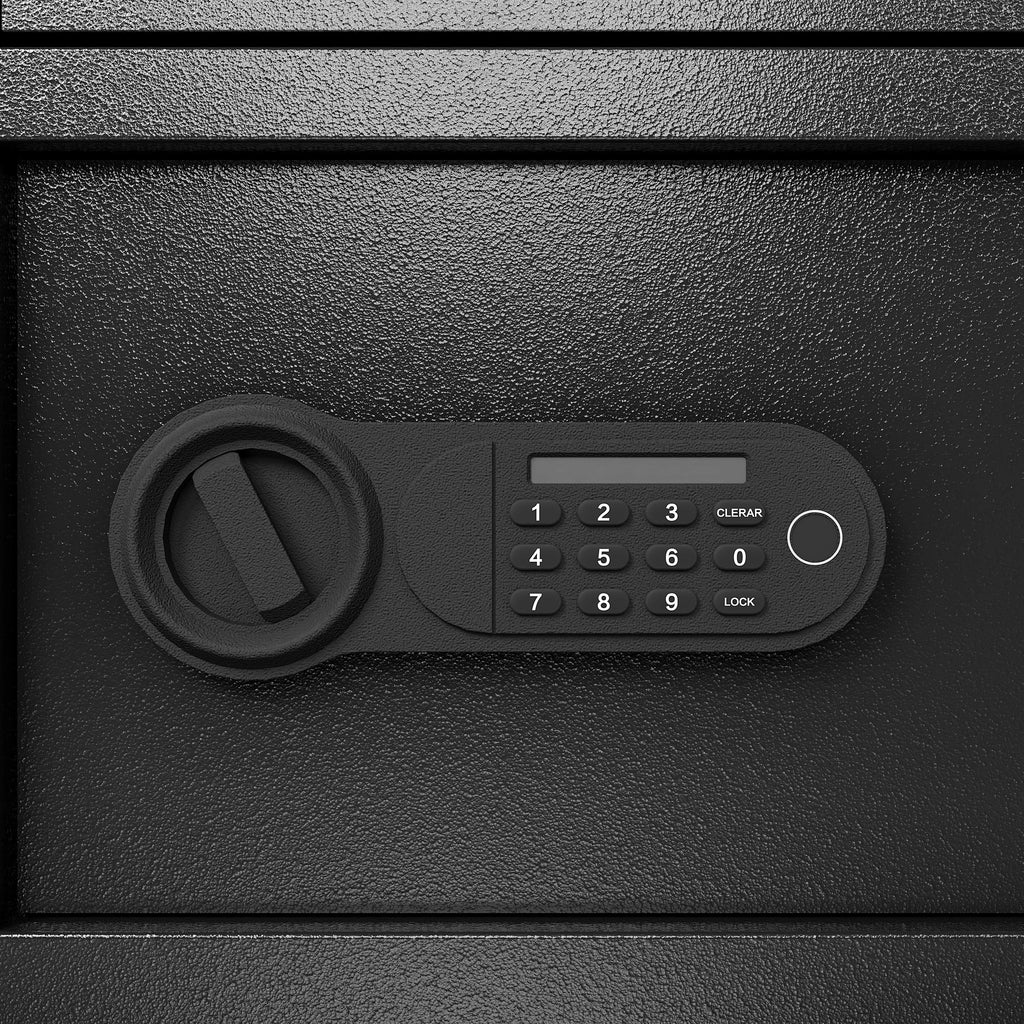 Shopi Vella steel security safe box with digital keypad and rotating handle for secure storage