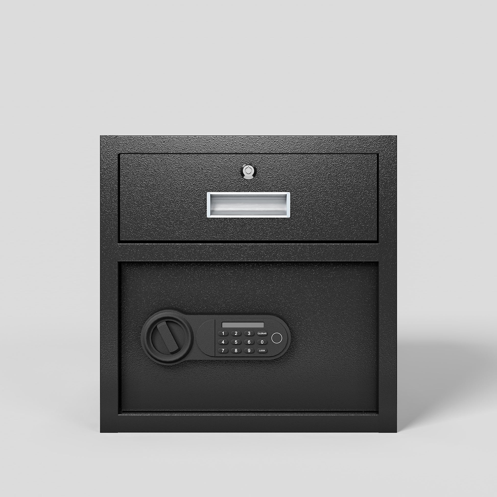 Shopi Vella black steel security safe box with digital keypad and secure locking mechanism